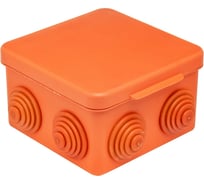 Коробка распаячная для открытой проводки Урал ПАК оранжевая 100х100х50мм с гермовводами, огнестойкая (FR) в гофроящике 8шт КО-32012100-008