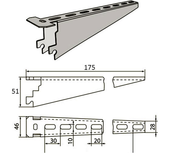Полка (консоль) POLIMER GROUP L=175 мм, S=2 мм AK12010102