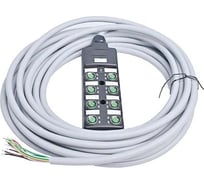 Распределительная коробка VELLEDQ M12-A3-8K5N-3.0PVC/GY разъем М12, портов 8, 5pin, NPN, кабель ПВХ серый 3м 08-00034450