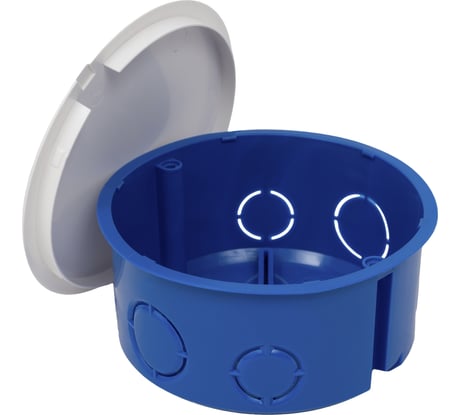 Gigant Коробка распределительная с крышкой, для скрытого монтажа, металл.лапки, 100х100х50мм, IP30, синяя 44667GI