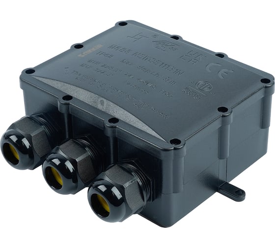 Распределительная коробка STEKKER LD553, количество вводов: 4, поликарбонат, нейлон, цвет черный, размер 163,1х151,6х59,4мм., 50555