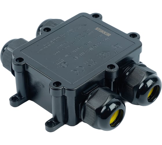 Распределительная коробка STEKKER LD552, количество вводов: 4, поликарбонат, нейлон, цвет черный, размер 114,4х106,7х35,3мм., 50554