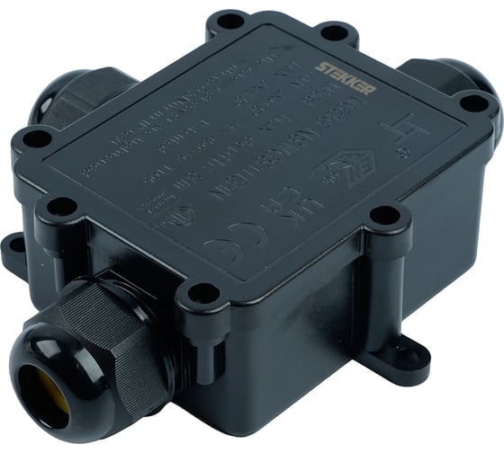 Распределительная коробка STEKKER LD550, количество вводов: 3, поликарбонат, нейлон, цвет черный, размер 126,2х102,8х35,3мм., 50552