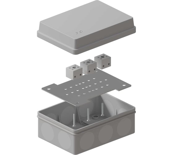 Коробка распределительная Система КМ огнестойкая (HF) двухкомпонентная КРОПС-P4, IP67, 150х110х70 мм, для кабелей сечением до 6 мм2, 12 клемм FRJB2-KM-P4-6-12-КРОПС-IP67