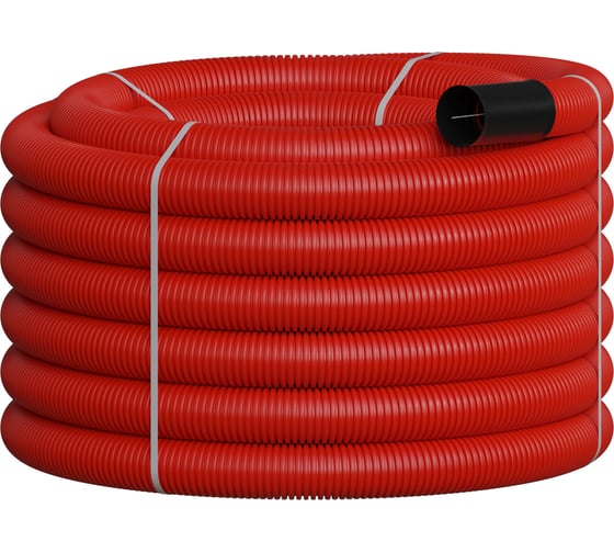 Двустенная труба Экопласт NR160 ПНД гибкая, тип 450, SN8, с зондом, цвет красный D160мм (50м) 801160