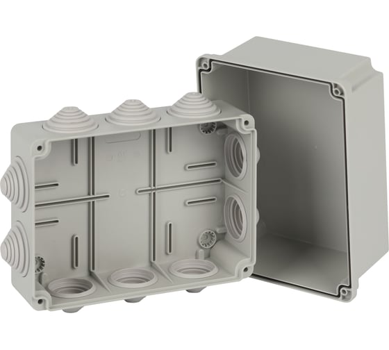 Распаячная коробка ЭРА KORv-190-140-120-10g ОП серая 190х140х120мм на винтах 10 гермовводов IP55 Б0071918