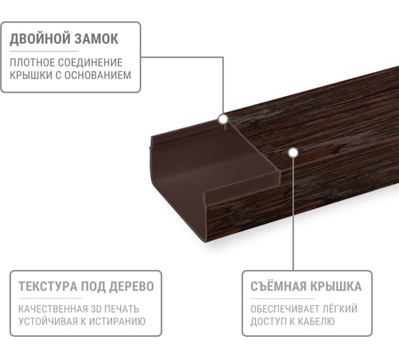 Кабель-канал TDM ELECTRIC ЭКО 3D венге темно-коричневый 40х16, 2 метра, упаковка 3 штуки SQ0402-3407