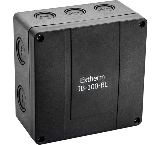 Коробка распределительная EXTHERM 140*140*76 мм IP 66, черная, в комплекте с клеммным рядом 10х10 кв.мм, 76А, Extherm JB-100-GR