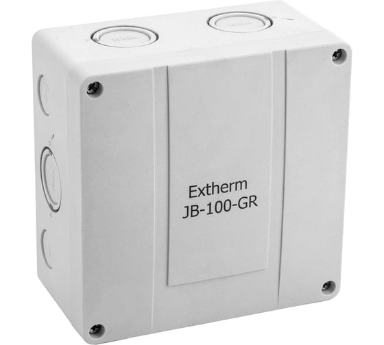 Коробка распределительная EXTHERM 140*140*76 мм IP 66, черная, в комплекте с клеммным рядом 10х10 кв.мм, 76А, Extherm JB-100-GR