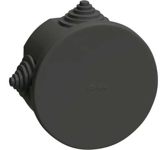 Коробка распаячная IEK КМ41237 для открытой проводки с защелкивающейся крышкой безгалогенная (HF) D=75х40мм IP44 4 гермовводов черная (RAL 9005) UKO21-075-040-000-K02-44