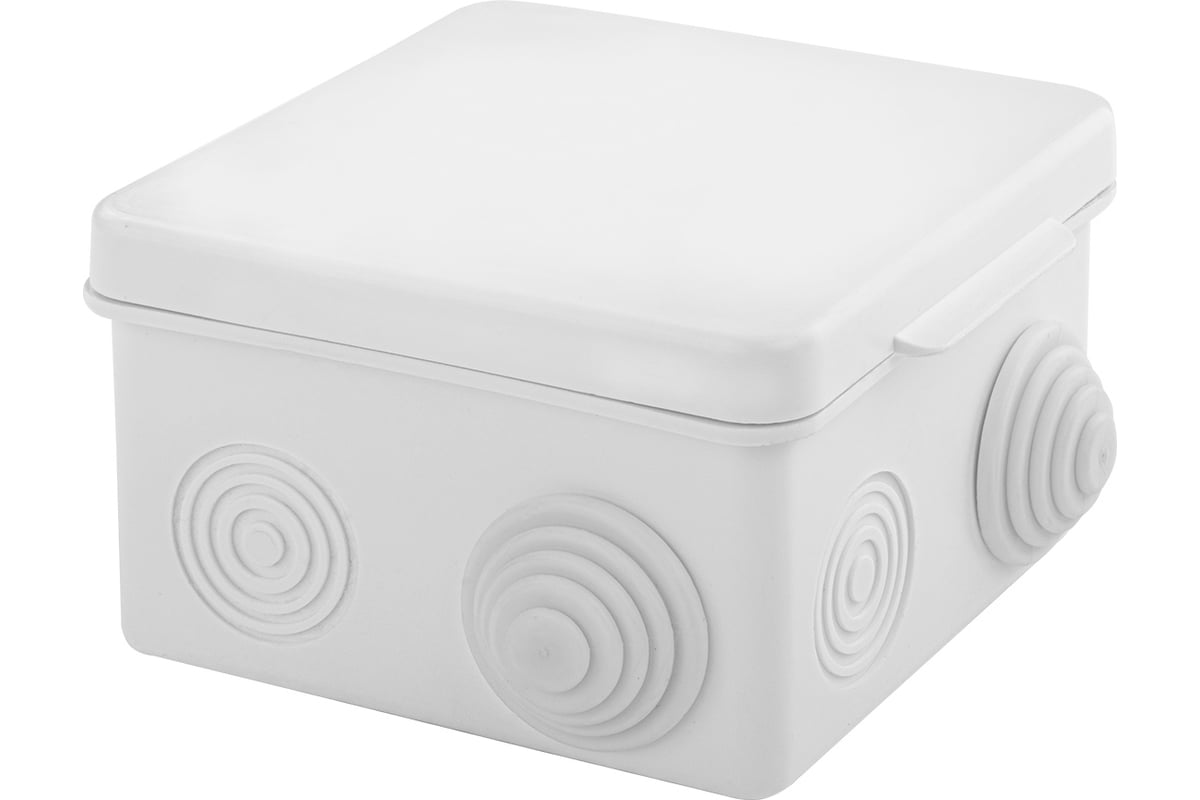 Распаечная коробка TDM ОП 80х80х50мм, крышка, IP54, 7вх., белая, инд ...