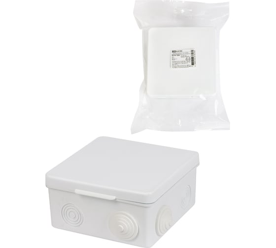 Коробка распределительная TDM ELECTRIC 100х100х55мм, крышка, IP54, 8 входов, белая SQ1401-0923