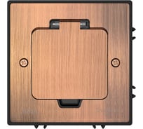 Лючок с розеткой Systeme Electric MultiDesk 2К+З, 16А/250В, IP44 с монтажной коробкой для бетонных полов, медь MDK21202CC