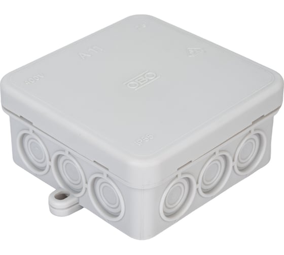 Распределительная коробка OBO Bettermann 85x85x40, IP55, 12 вводов D=16, серая 10 шт 2000342