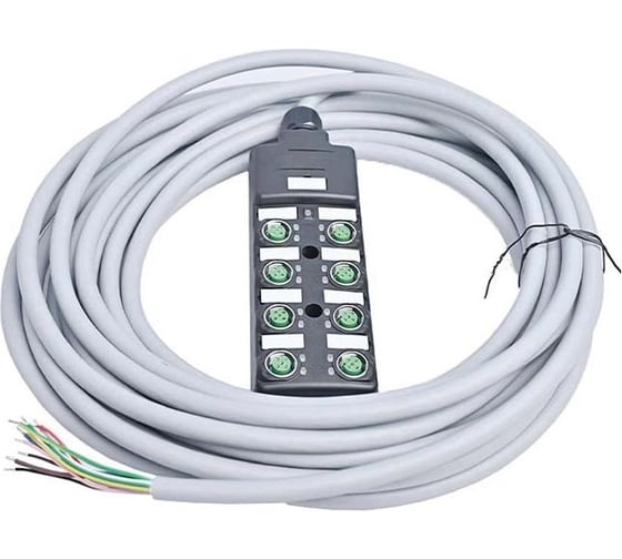 Распределительная коробка VELLEDQ M12-A3-8K5P-3.0TL/GY, разъем М12, портов 8, 5pin, PNP, кабель TL серый 3м 08-00034447