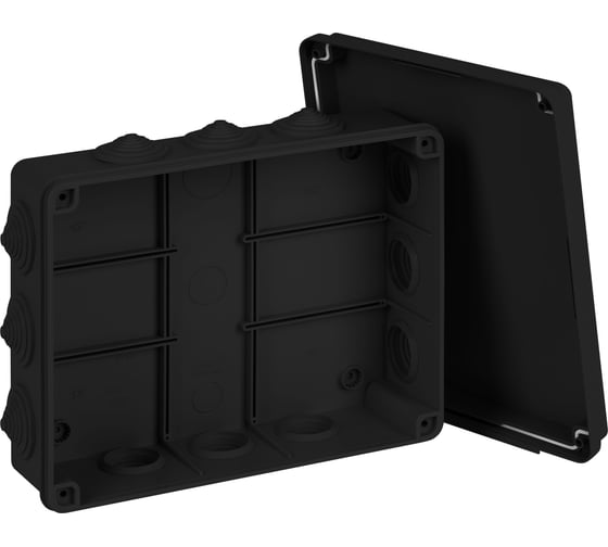 Распаячная коробка ЭРА KORv-240-190-70-12gv-MP-B черная 240х190х70мм с гермовводами 12 входов прямой монтаж IP55 Б0073019