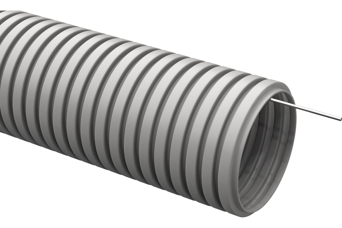 Гибкая гофрированная труба ПНД ZITEG d25 мм с протяжкой, цвет серый ...