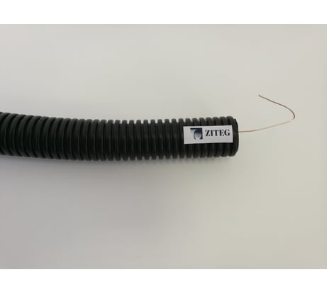 Гибкая гофрированная труба ПНД ZITEG d25 мм с протяжкой, цвет черный, 50м 7930108870362