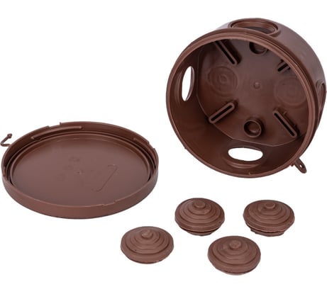 Распаечная коробка Урал ПАК для открытой проводки под темное дерево 85*40 (круглая), 4 входа ( герм.), IP54,(32) КО-91008085-032