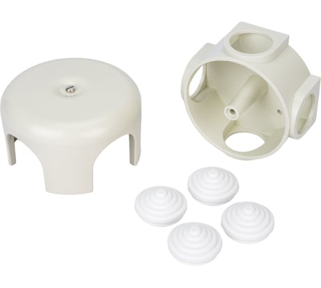 Распределительная коробка Bironi 78мм, пластик, цвет Слоновая кость (4 кабельных ввода в комплекте) B1-521-211-K