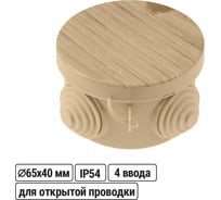 Коробка распределительная TDM ELECTRIC D65х40мм, крышка, ЭКО Сосна, IP54, 4 входа SQ1401-0701