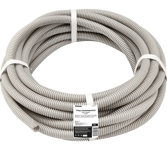 Гофрированная труба REXANT из ПВХ с зондом, d16 мм, 10 м 28-0016-10
