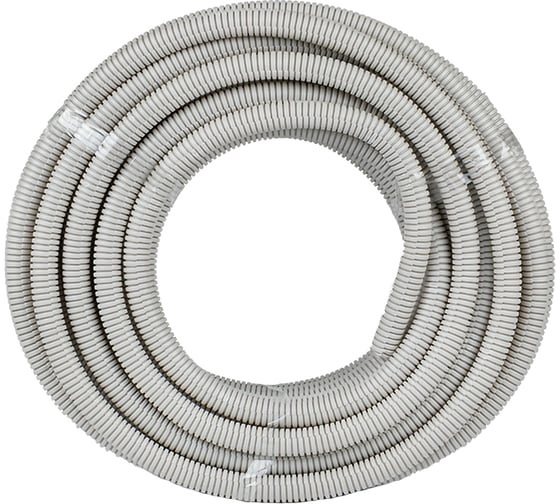 Гофрированная труба с протяжкой EKF ПВХ, d25 мм, упаковка 25 метров, серая, Plast tg-z-25-25n