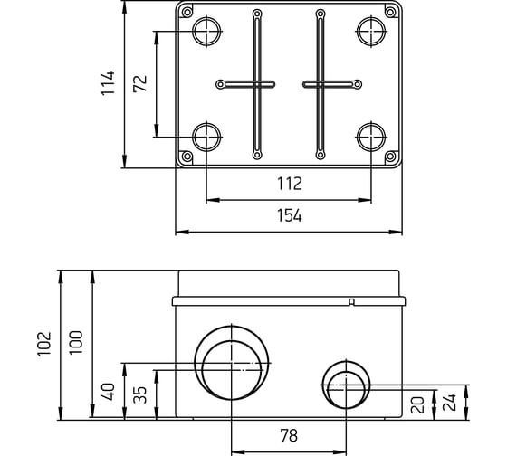 Распределительная коробка Экопласт без сальников BJB/JBS150 о/п 150x110x110 IP56 цвет белый 44061W-1