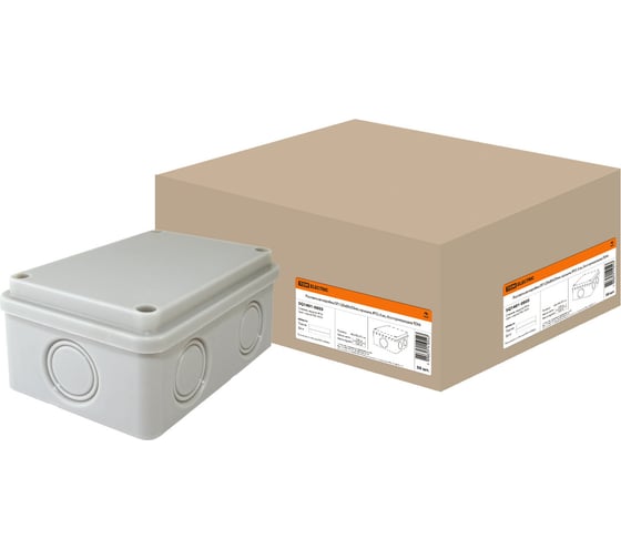 Коробка распределительная TDM ELECTRIC 120х80х50мм, крышка, IP55, 6 входов, без гермовводов упаковка 30 штук SQ1401-0805