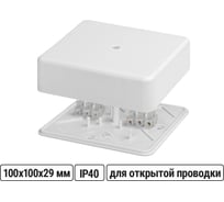 Коробка распределительная TDM ELECTRIC 100х100х29 ОП белая, IP40, с клеммной колодкой SQ1401-0908