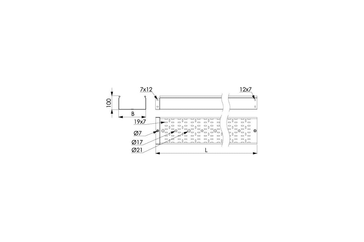 Лоток 100x100 l 2000 с перегородкой с креплением к потолку dkc 35331