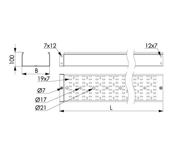 Перфорированный лоток DKC 100x100 L3000 толщина 1,0 мм 3534110