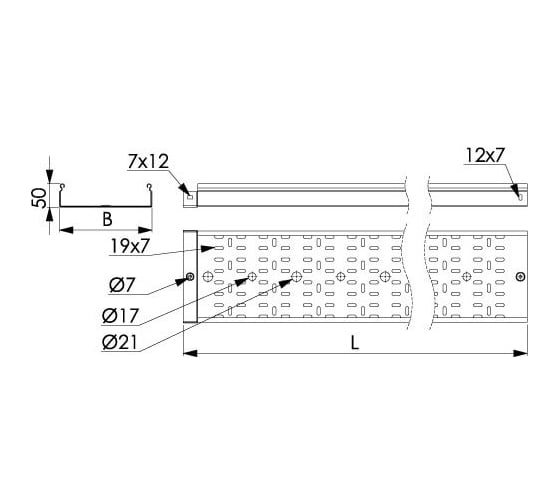 Перфорированный лоток DKC 100x50 L3000 толщина 1,0 мм 3526210