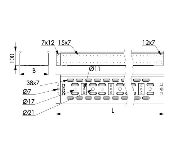 Перфорированный лоток DKC 150x100 L2000 35332