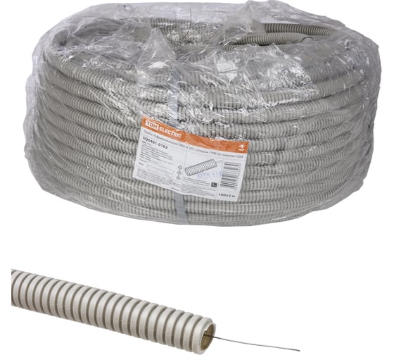 Гофрированная труба TDM ELECTRIC ПВХ d 20, с зондом, 100 м, тяжелая SQ0401-0102