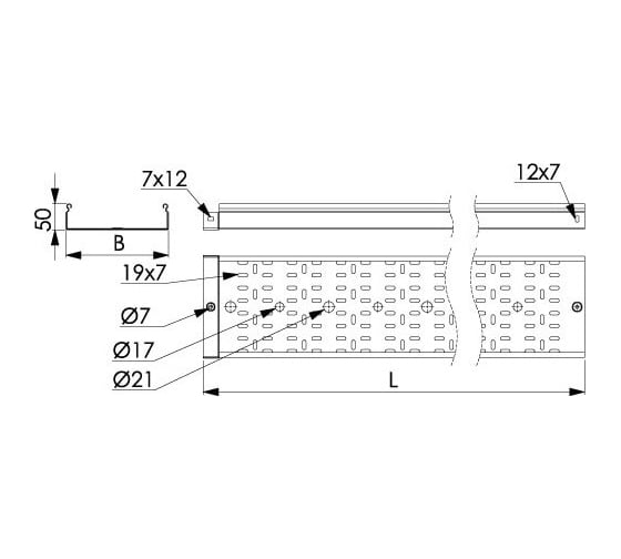 Перфорированный лоток DKC 200x50 L3000 толщина 1,5 мм 3526415