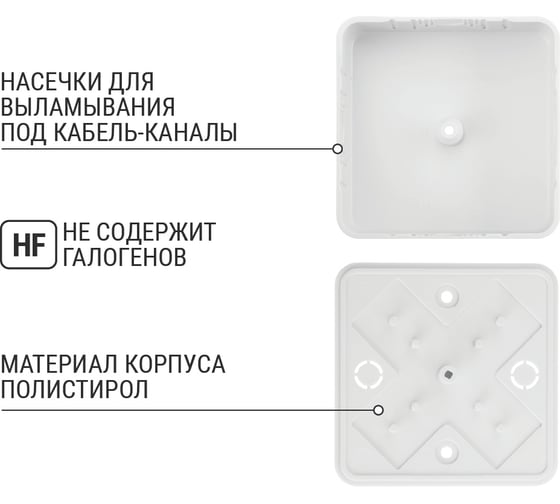 Коробка распределительная TDM ELECTRIC 75х75х28 ОП белая, IP40 SQ1401-0905