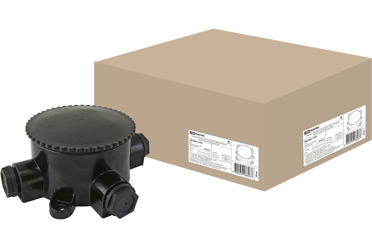 Электромонтажная коробка TDM КЭМ 2-660-4 ОП (диаметр 95 мм; IP65; 4-х ...