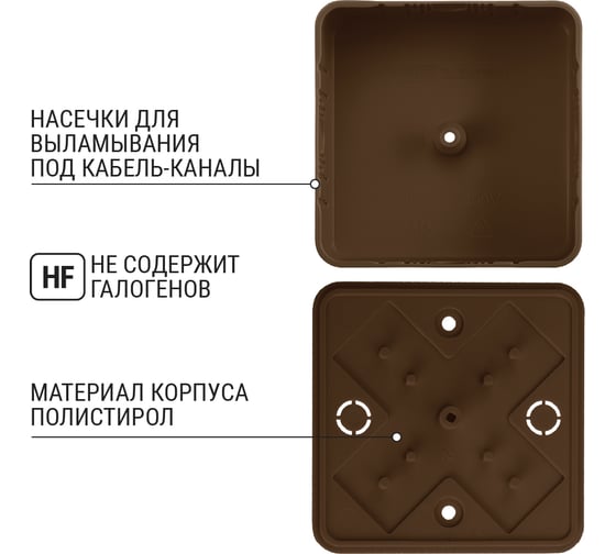 Коробка распределительная TDM ELECTRIC 75х75х28 ОП бук IP40 SQ1401-0305