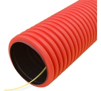 Двустенная гофрированная гибкая труба Промрукав ПНД 1100Н SN23 с зондом красная d110 мм 50м PR15.0247