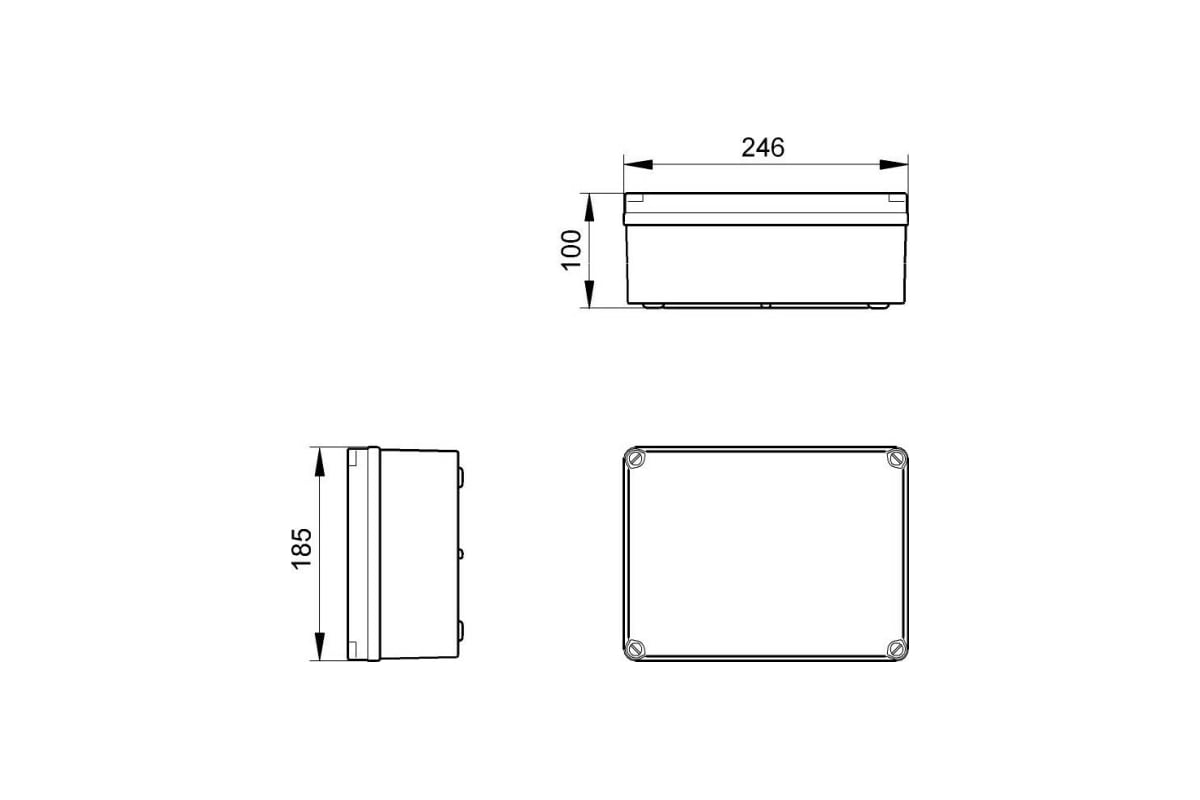 Распределительная коробка IDE наружного монтажа 185x246x100 мм, IP65-IP67,  без сальников, гладкие стенки EL231 - выгодная цена, отзывы,  характеристики, фото - купить в Москве и РФ