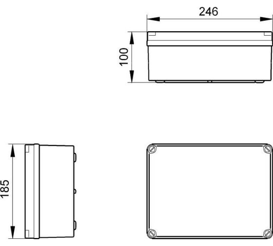 Распределительная коробка IDE наружного монтажа 185x246x100 мм, IP65-IP67, без сальников, гладкие стенки EL231
