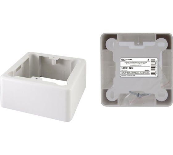 Коробка распределительная TDM ELECTRIC 85х85х42 мм, 1-местная, подъемная, белая, IP20 SQ1401-0232