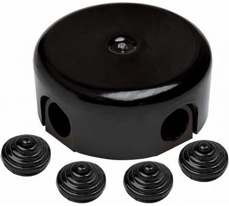 Распределительная коробка Bironi 78мм, керамика, цвет черный (4 кабельных ввода в комплекте) B1-521-03-K