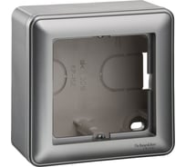 Подъемная коробка для наружного монтажа Systeme Electric W59 с рамкой 1-местная, матовый хром KP-152-58