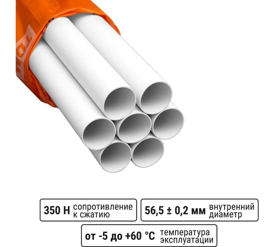 Труба гладкая жесткая TDM ELECTRIC ПВХ d 63 21 м SQ0404-0007