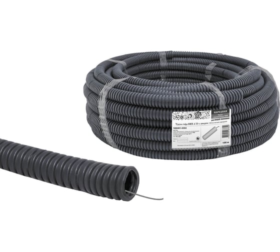 Гофрированная легкая труба с зондом ПВХ d20 100м народная TDM ELECTRIC SQ0401-0302 1