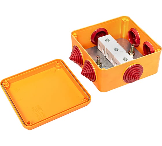 Огнестойкая коробка EKF 100x100x50мм IP55, 3 двойных клеммника 1,5-6 мм2 plc-kmrf-100-6-06