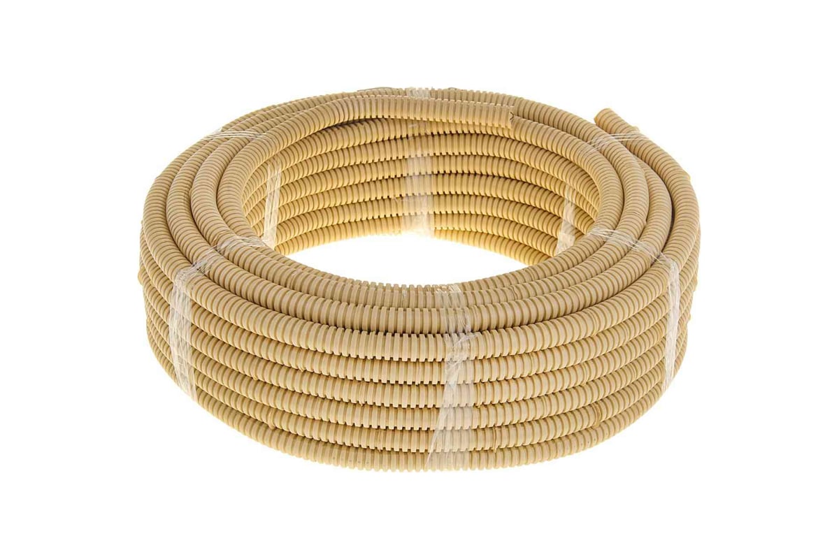 Легкая гофротруба ПВХ УРАЛ ПАК с протяжкой, под светлое дерево, 16 мм ...