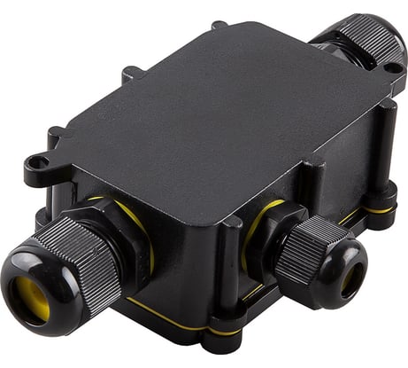 Распределительная коробка STEKKER LD523 водонепроницаемая на 3 выхода, 450V, 140x78x36, черный 49121